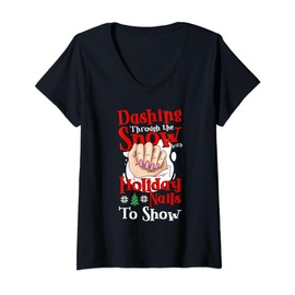 Gel Nails Nail Artist Nail Salon Nail Tech Christmas Shirt V-Neck T-Shirt