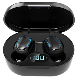 JOKBEN Wireless Headphones, True Wireless Earbuds with Led Display Charging Case, HD HiFi Stereo, One-click Smart Control, Built-in Mic, IPX7 Waterproof Wireless Bluetooth Earphones for Work/Sport
