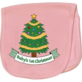 inktastic Baby's First Christmas Tree Baby Burp Cloth Pink 4088b