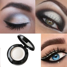 White Eyeshadow Single - Matte Pressed Fine Powder, Shimmer Pearl Shadow for Eye Make-Up, High Pigment Long-lasting Sweatproof for Performance