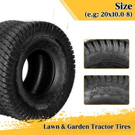 Parts-Diyer 20x10.00-8 4PR Lawn Mower Tires 20x10.00-8 Tractor Turf Tire 20x10.00x8 NHS Tires 4PR Ply Tubeless Set of 2