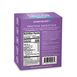 Designer Wellness Protein Smoothie, Real Fruit, 12g Protein, Low Carb, Zero Added Sugar, Gluten-Free, Non-GMO, No Artificial Colors or Flavors, Mixed Berry, 24 Count