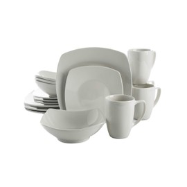 Gibson Home Zen Buffet Dinnerware Set, Service for 6 (39pcs), White (Square)