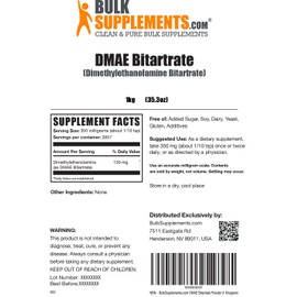 BULKSUPPLEMENTS.COM DMAE Bitartrate Powder - Dimethylaminoethanol, DMAE 350mg, DMAE Supplement, DMAE Powder - for Brain Health & Focus, Gluten Free, 350mg per Serving, 5kg (11 lbs)