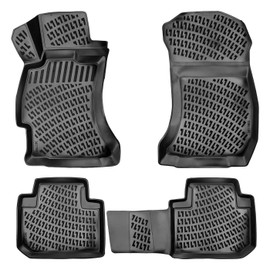 RizLiner Subaru Forester 2014-2018 Floor Mats 3D Custom Fit Rubber Car Mats Laser Measured Floor Liners All Weather 1st & 2nd Row Heavy Duty Waterproof Odorless Non-Slip TPE (Front & Rear, Black)