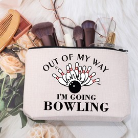 MEIKIUP Bowling Gifts Bowler Makeup Bag Bowling Team Gift Bowling Gift Bowling Lover Gifts for Bowlers Bowling Players Makeup Bag Travel Toiletry Bag (Out Of Bowling Bag)