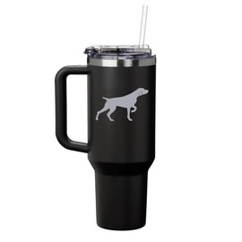Daylor 40 oz Tumbler with Handle and Straw Lid Stainless Steel Insulated Travel Mug Cup German Shorthaired Pointer (Black)