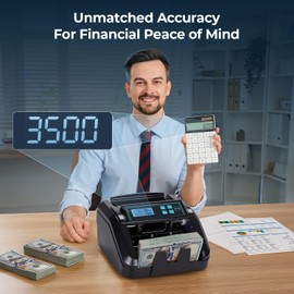 MUNBYN IMC51 Money Counter Machine Count Value, Add+Batch/Add+ Value Mode Bill Counter, UV/MG/IR/MT Detection, USD only Cash Counter,1100 Bills/min, Money Counting Machine with LCD Display (Black)