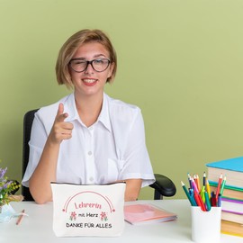 Geschenk für Lehrerin Danke,Abschluss Abschied Beste Dankeschön Frauentag Personalisierte Weihnachten Coole Geschenkideen Lustig Kleine Geschenke Lehrerin Grundschule Kollegen Kosmetiktasche