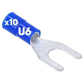 Pack of 10 Kalitec GKSBU6 Cable Lugs Fork Cable Lugs 1.5-2.5 mm² I Blue Partially Insulated I PVC Collar U6 I for Connecting Cables or Strands I Protects Electrical Connections I Crimp Connector