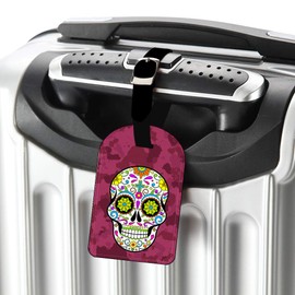Nicokee Sugar Skull Suitcase Bag ID Luggage Tag Set Bag Carry-On ID Luggage Tag Leather Travel Bag Label - 1 pack