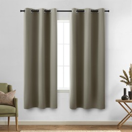 KOUFALL 42 by 72 Inches Long Taupe Blackout Curtains for Living Room