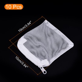 PATIKIL Aquarium Filter Media Bags 10x10cm 10 Pack Fish Tank Mesh Bags with Zipper White