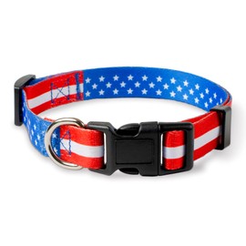 Native Pup American Flag Dog Collar (Large, Flag I)