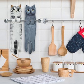 PAT JUUMG - Divertidas toallas de mano para baño, cocina, decoración de gato, bonitas toallas decorativas para colgar, súper absorbentes, suaves, regalo de inauguración de la casa, regalos para
