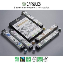 ORIGEENS Coffee Capsules Compatible with Nespresso | Arabic Organic Fairtrade Coffee in Biodegradable Coffee Capsule | Premium Set with 50 Coffee Pods | Hand Roasted