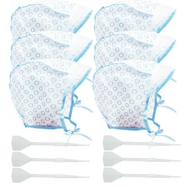 Salon Hair Coloring Dye Cap, 6Pcs Hair Highlighting Caps with 6Pcs Hair Needles Crochet Hooks Disposable Highlight Tipping Cap Hair Coloring for Salon and Home Use Hair Highlighting Coloring Supplies