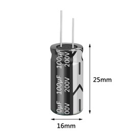 Cermant 10pcs 200V 100UF Capacitor 16x25MM(0.63x0.98in) Aluminum Electrolytic Capacitors for TV, LCD Monitor, Game