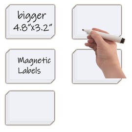 STTMGN Dry Erase Big Magnetic Labels (4.8x3.2",Pack of 20),Large Write On Magnets Name Plates Sticker,Waterproof/Reusable for Refrigerator&Lockers&Whiteboard&Cabinet(White)
