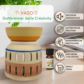 Vaso Fragrance Burner - Creativity Series - CraftAroma - Hand Painted - Creative Playful DIY Object - Fragranced Relaxing Interior - Burner Fondant - 100 ml - Height 12 cm - Zen'Arôme