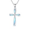925 Sterling Silver Cross Moonstone Necklace,Elegant Cross Pendant Necklace for