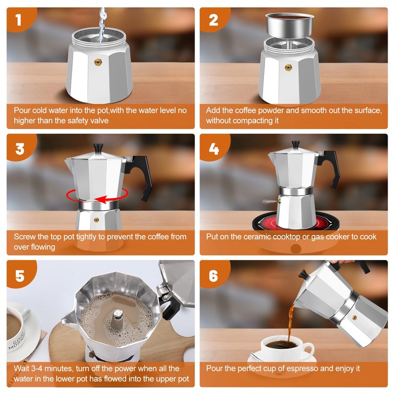 DITOSH 14 Cup Aluminum Espresso Stovetop Moka Pot Express Coffee