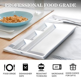 Cinf Divided Ceramic Plate Compartments Sauce Dishes Serving 2 Pack Quadrant Shaped Dinner Luncheon Salad Pigment Tray Snacks