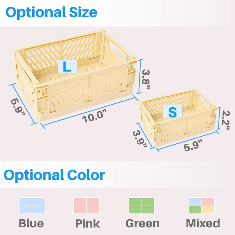 Kalevel Mini Plastic Storage Container Collapsible Crates Foldable Storage Cube