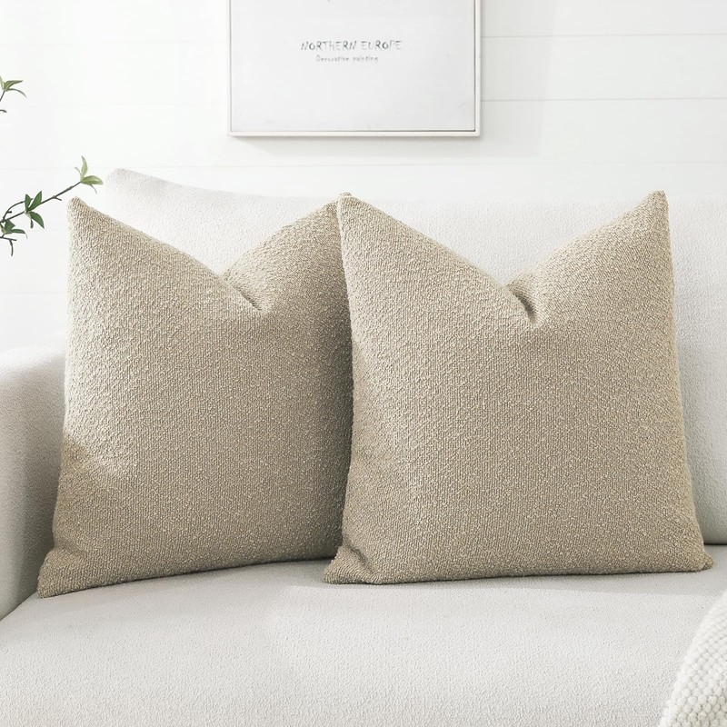 Artscope Pack of 2 Textured Boucle Cushion Covers Square Pillow