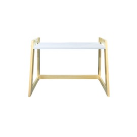 100% Solid Wood Microwave Oven Countertop Rack with Hooks - Natural/White