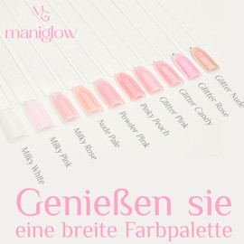 Maniglow Builder Gel for Gel Nails Powder Pink - For Extension and Strengthening - Easy to Use Nail Gel UV LED - Gel Nails Choice of Colours - Builder Gel for Nails Hema-Free - Safe - 15 ml