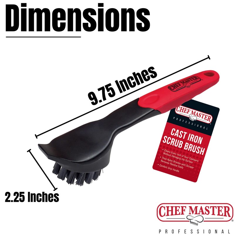 Cast Iron Scrub Brush & Scraper, Dish Scrubber Brush with
