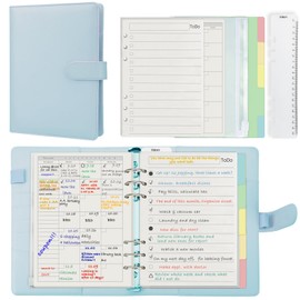 A5 6-Ring Planner kit with Planner Refill Inserts, Cash Pockets, Ruler and Dividers 9.25 x 7.08'' (Harphia, 140Bmint)