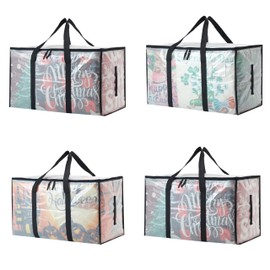 PWRSC Heavy Duty 93L (24.5 Gallon) Stackable Storage Bins with Fully Openable Lids, Clear Plastic Totes, Bags for Moving Storage, Home Organization, Closet, Dorm Room. 4 Pack