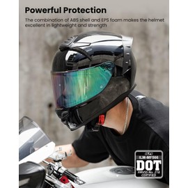 ILM Motorcycle Helmets Full Face for Men Women Cascos para Motos Powersports Motorbike Street Racing DOT Model MF566(Gloss Black,L)