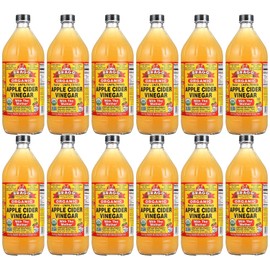Bragg Organic Apple Cider Vinegar, Raw, Unfiltered, with The Mother, 32 Ounce (Pack of 12)
