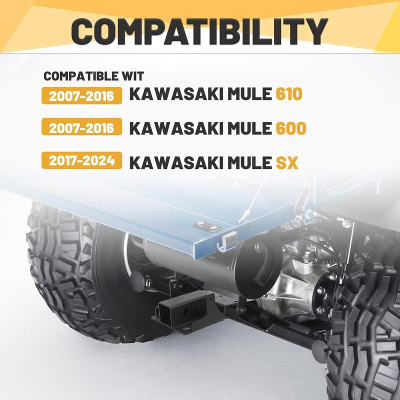 KUAFU 2" Trailer Hitch Receiver Compatible with Kawasaki Mule 600