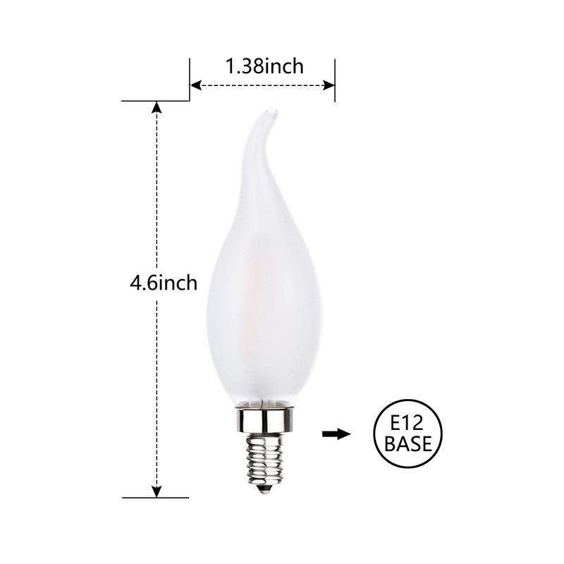 Sunaiony Frosted LED Candelabra Bulbs E12 Dimmable Bulbs 25watt Equivalent