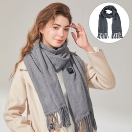 Electric Heating Scarf Black USB Heated Scarves Wraps Long Shawl Warm Winter Neck Warmer for Women Men with Heating Chip Gray