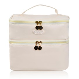 DEARBAG Lunch Bags with Handle for Women, Reusable Leakproof Lunch Box Tote Bag, Portable Insulated Cool Bags, Packed Thermal Cooler Bag for Work, School, Picnic and Travel (Beige) (Double-Layer)