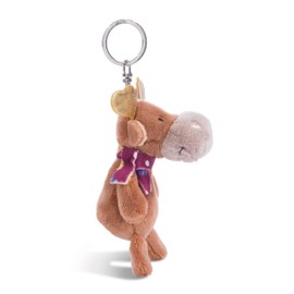 NICI 49301 Key Fob Elk Thure 10 cm Brown Sustainable Companion Cuddly Toy Pendant with Key Ring for Lanyard, Key Ring and Key Holder