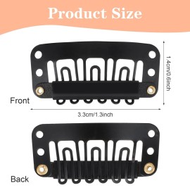 Prasacco 30 Pcs Hair Extension Clips with 6-Teeth U-Shape Snap Combs for Black