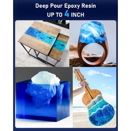 Nicpro 0.75 Gallon Deep Pour Epoxy Resin Kit, 2 to 4 Inch Depth, High Gloss & Crystal Clear Epoxy Resin Deep Pour 2:1 for Craft River Table, Wood Filler, Bar Top, Coating Casting with Mixing Cups