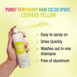 Punky Temporary Hair Color Spray – Leopard Yellow, Instant Vivid Temporary Hair Dye for Women, Wash Out, Hair-Color Spray, 3.5 oz