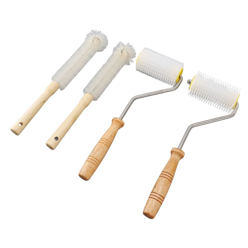 4PCS Honey Extractor Uncapping Needle Roller Wood Handle Honey Uncapper