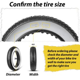 MOHEGIA Fat Bike Tire: 26 x 4.0 inch Folding Replacement Fat MTB Tire for Wide Mountain Snow Bicycle & Trike with Street or Trail Riding