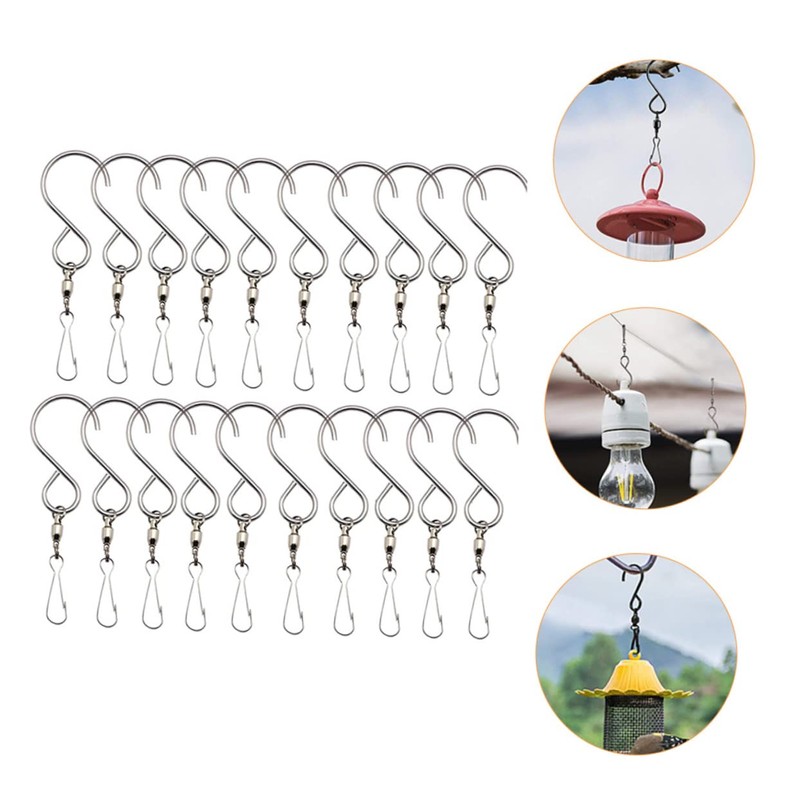 ULTECHNOVO 20pcs Stainless Steel Swivel Hooks Clips for Hanging Wind