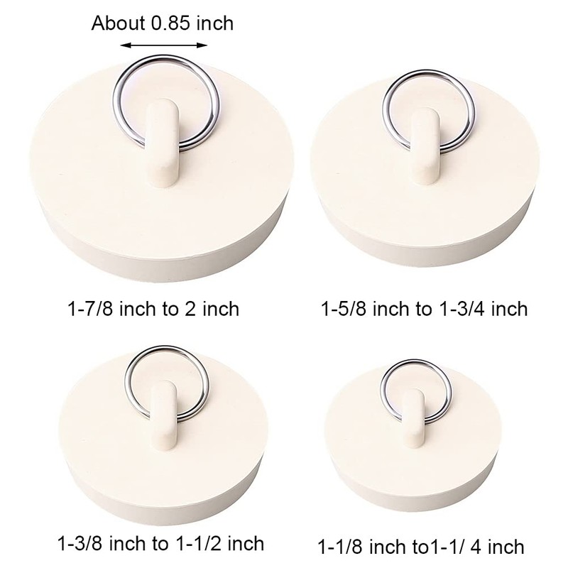 nuoshen 4 Pcs Bath Plugs,Sink Plug Rubber Drain Stopper Kitchen