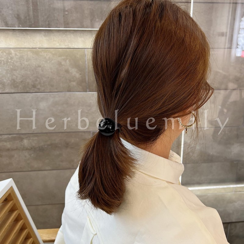 Herbeluemily Hair Rubber Black Hair Rubber Pearl Metal Ball Set