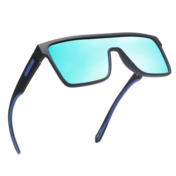 GLINDAR Polarized Flat Top Sunglasses Womens Men, Oversized Square Shield